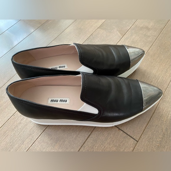 Mui Mui Black Toe Cap Platform Slip-On Sneakers - Picture 2 of 10